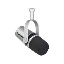 Micrófono para Podcast SHURE MV7-S Silver/modo auto level/Dinámico,Interface de audio SHURE MVI-DIG Streamig / Podcast / instru