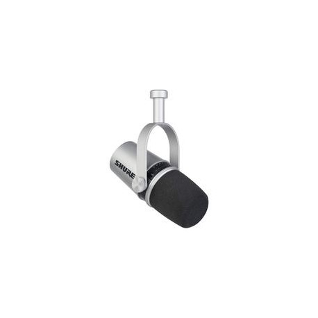 Micrófono para Podcast SHURE MV7-S Silver/modo auto level/Dinámico,Interface de audio SHURE MVI-DIG Streamig / Podcast / instru