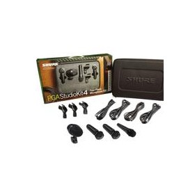 Kit Micrófonos Studio Shure PGASTUDIOKIT4 4Micros/Cables/Clips/Estuche,Audífonos Profesionales SHURE SBH2350-BK Negro/Bluetooth