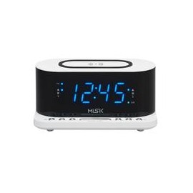 Radio reloj despertador MISIK MR486W Blanco/Cargador inductivo inalámbrico/2 alarmas/USB para carga