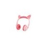Audífonos Infantiles Gato MISIK MH660 Rosa/Luces LED/Alámbricos/Plegables