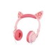 Audífonos Infantiles Gato MISIK MH660 Rosa/Luces LED/Alámbricos/Plegables