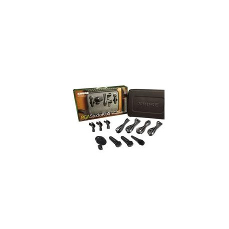 Kit Micrófonos Studio Shure PGASTUDIOKIT4 4Micros/Cables/Clips/Estuche,Audífonos Profesionales SHURE SBH2350-BK Negro/Bluetooth